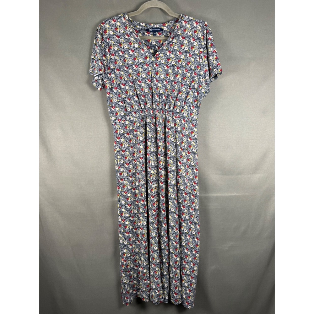 Crew Clothing Company Maxi Dress Womens 10 Navy Blue Floral V-Neck Short Sleeve